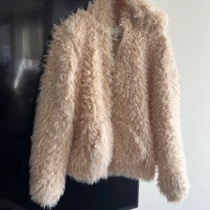 Off Pink Fluffy Forever 21 Hooded Jacket